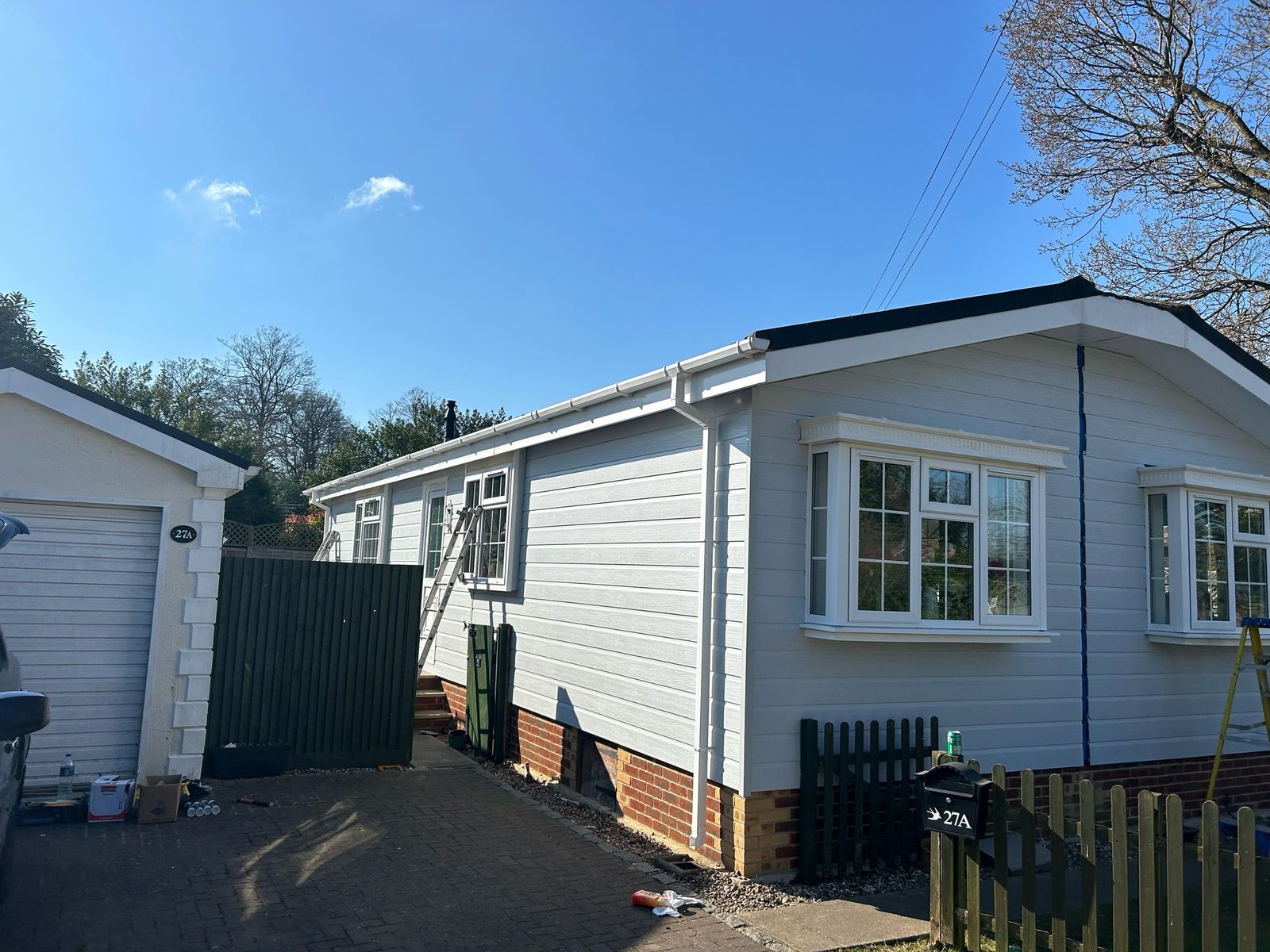 Park home with exterior cladding